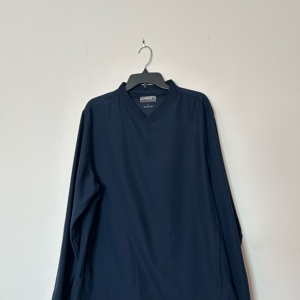 Ashworth Dark Blue V-Neck Long Sleeve Shirt